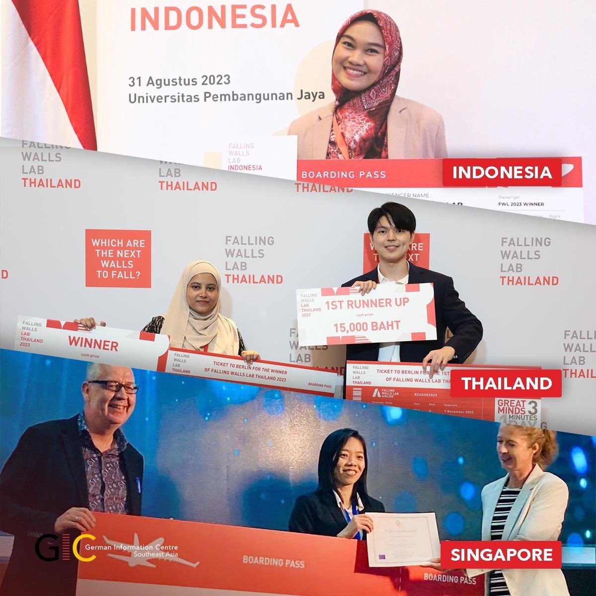 GermanyInSEAsia's tweet photo. 💭 Many great minds have presented their innovative entries for a chance of becoming #FallingWall’s 2023 #Science Breakthrough of the Year.
👏 Congratulations to all winners from incl. those from 🇮🇩🇹🇭🇸🇬! Best of luck for the finals in #Berlin! https://t.co/2bWT7r5vSL