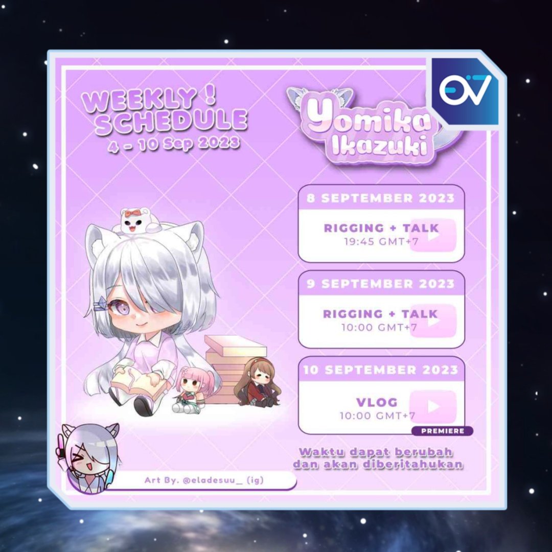 EternityVirtual's tweet photo. 〔 SCHEDULE 〕
Jadwal stream @IkazukiYomika untuk minggu ini!
Jangan sampai ketinggalan ya!
🗓 3 - 10 September 2023
#YomikaIkazuki #EternityVirtual #VtuberID https://t.co/g1nu7EbKHY