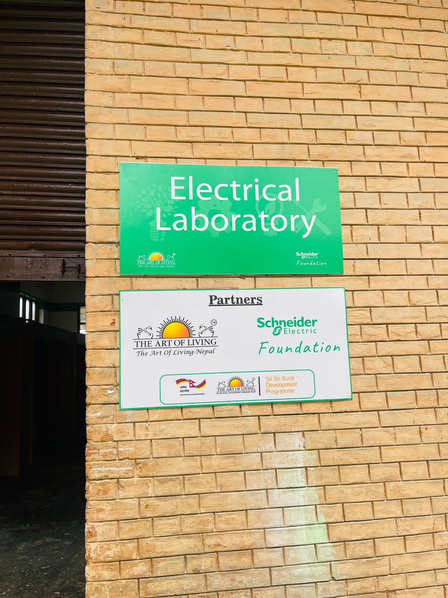 aolnepal's tweet photo. 1. Lab setup for electrical training at Sano Thimi Technical School, Bhaktapur.
2. Solar Training Lab at Balaju School of Engineering &amp; Technology

@BangaloreAshram
@SriSri

 #artoflivingnepal #ssrdp #technicaltraining #serviceproject #bhaktapur #GurudevSriSriRaviShankar https://t.co/RSzDGhx2bi
