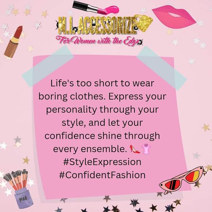 mi_accessorize's tweet photo. Don't be afraid to express who you are through your fashion. Be bold, be brave!!!
 #miaccessorizeforwomenwiththeedge 
#fashion #confidence #beauty #style #fashionboutique #influencethroughfashion  #strength #motivatedmindset #color #superstar #selfloveselfcare https://t.co/OIkB92aenp