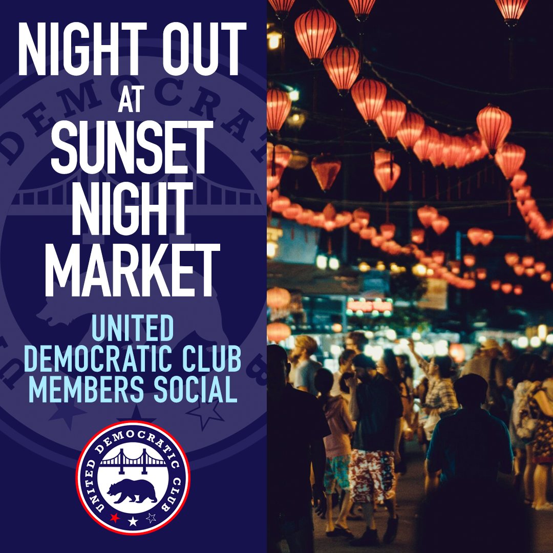 awong_SF's tweet photo. Next week, join myself and @uniteddemclubsf at the Sunset Night Market 🏮
We'll be at Lomo Libre Cantina on 20th and Irving. First drink is on the club when you become a member 🍺
We love to get together and enjoy this wonderful city of St Francis
https://t.co/y1TFDjbr2s https://t.co/JhZaM7mWPQ