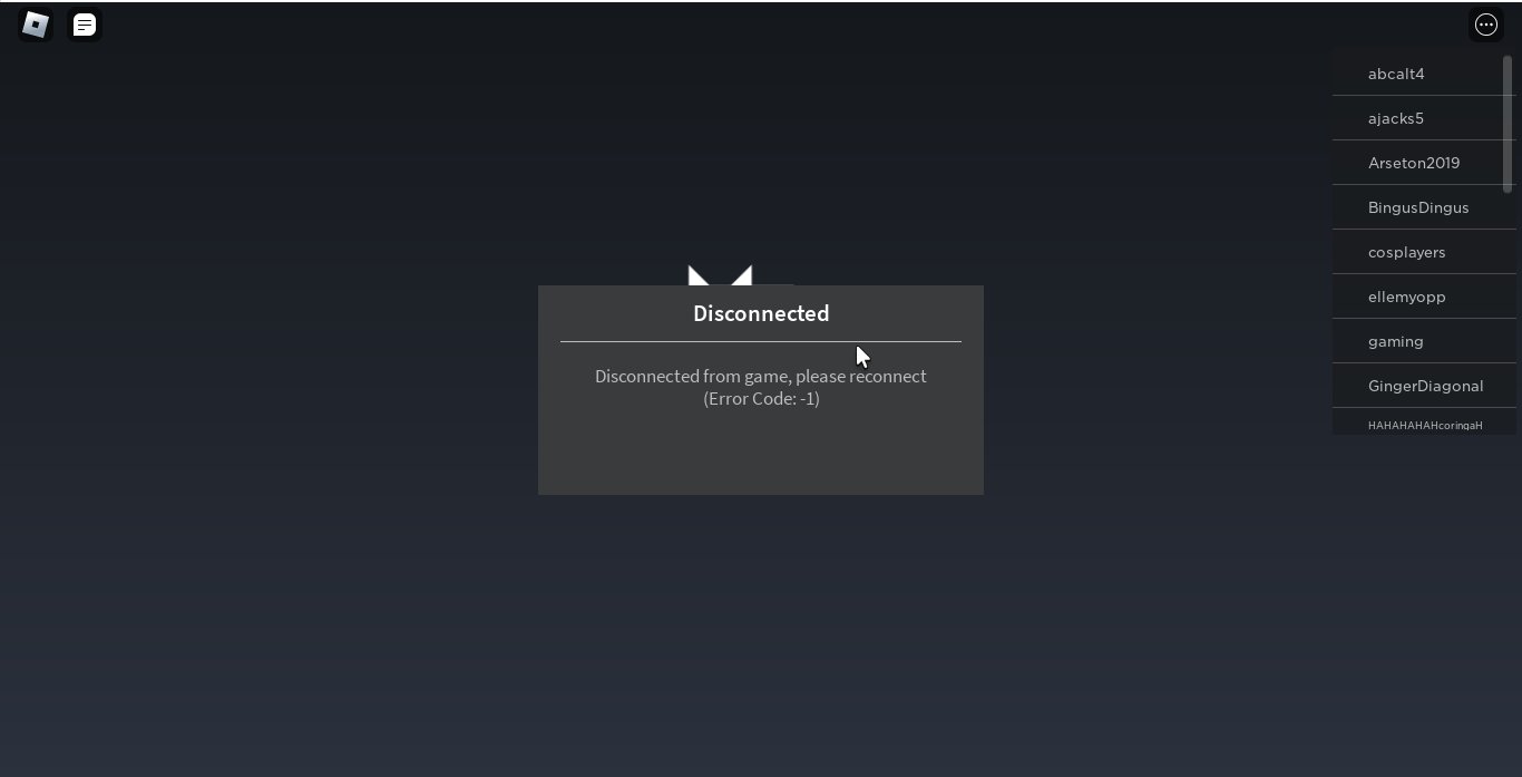 Any Roblox Game Me Disconnected Failed to connect to the Game