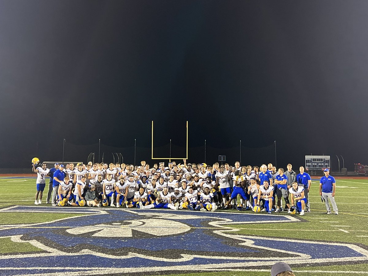 WNE_GoldenBears's tweet photo. THE PRESIDENT’S CUP BELONGS TO US! 🏆🏆

@WNEFB 🏈 46, Westfield State 0

The Golden Bears take home their NINTH consecutive victory over Westfield State! 

#PaintItGold 🏈🏈 https://t.co/m2QeYGmfAK
