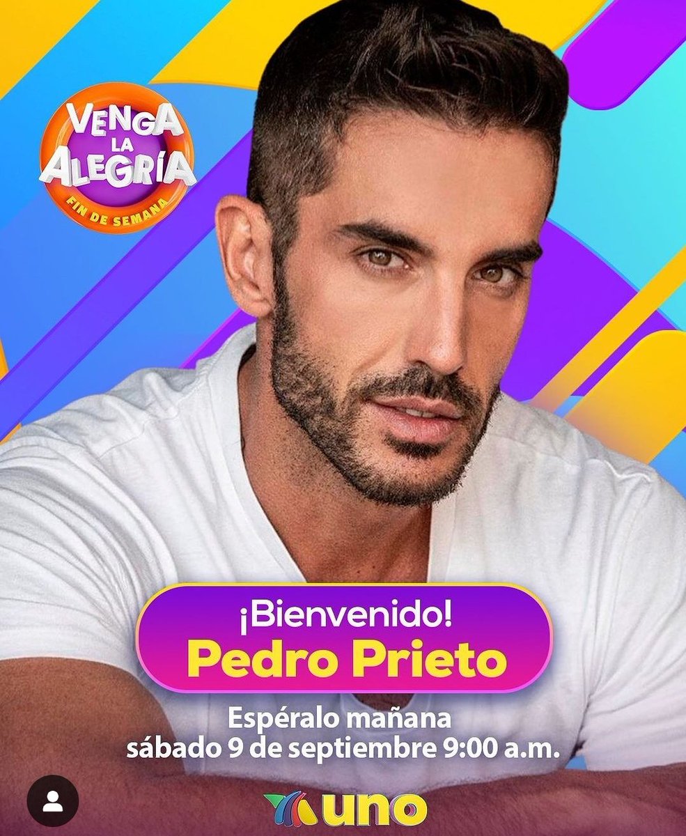 ShowMxico2's tweet photo. TELEVISIÓN 📺

@PedroPrietoTv  es el NUEVO CONDUCTOR de @VengaLaAlegria  FIN DE SEMANA.

Mañana no se lo pierdan a las 9:30 por @AztecaUNO.

#Television #Azteca #MasQueShow https://t.co/3K9WdIASwj