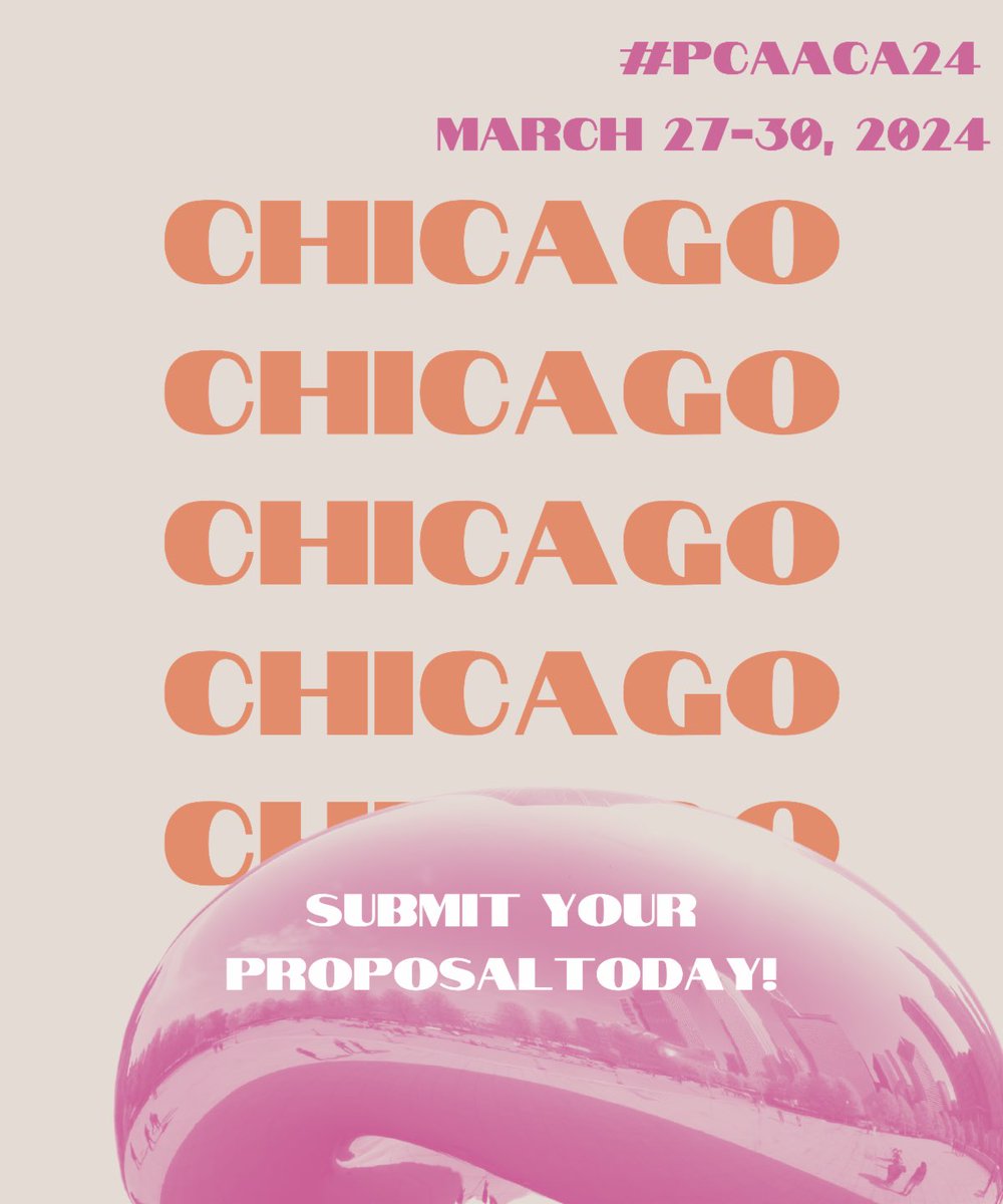 @pcaaca paper proposal submission is open! Who’s joining us in Chicago next year, March 27-30? Deadline is November 30. Check out the subject areas: pcaaca.org/members/group_… #PCAACA24 #popularculture #celebstudies