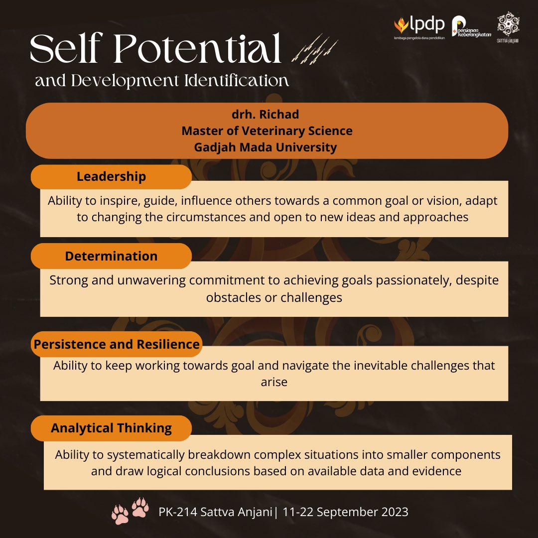 Sattva Anjani “Semangat Sinergi Terangi Negeri”

Saya siap memberi perubahan positif sebagai awardee <a href="/LPDP_RI/">#DiriUntukNegeri</a> bersama gantara-gantari PK-214 LPDP RI. 

#DiriUntukNegeri  #SDMUnggulIndonesiaMaju #AkuPastiMengabdi