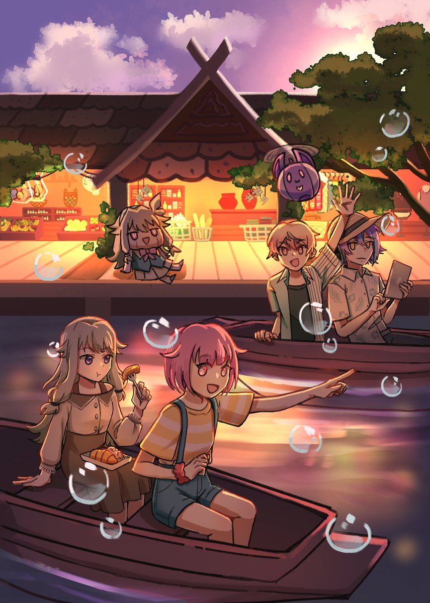 Illustration for the digital zine @/oursekaizine ! 
Wandasho hanging out at the watermarket 🚣🚣🚣🚣

#prsk_FA