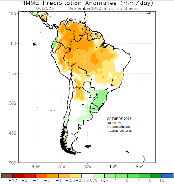 portalmeteo's tweet photo. #PRECIPITACIONES #LLUVIAS #ANOMALIAS mensuales previstas para #Octubre #Noviembre #Diciembre2023 y #Enero2024 según ensamble de 6 modelos de predicción climática del sistema de modelos multiples #NMME @NOAA @NOAAClimate @GabrielMeteo (en verde valores por encima de lo normal). https://t.co/4TJ7jKlBnp