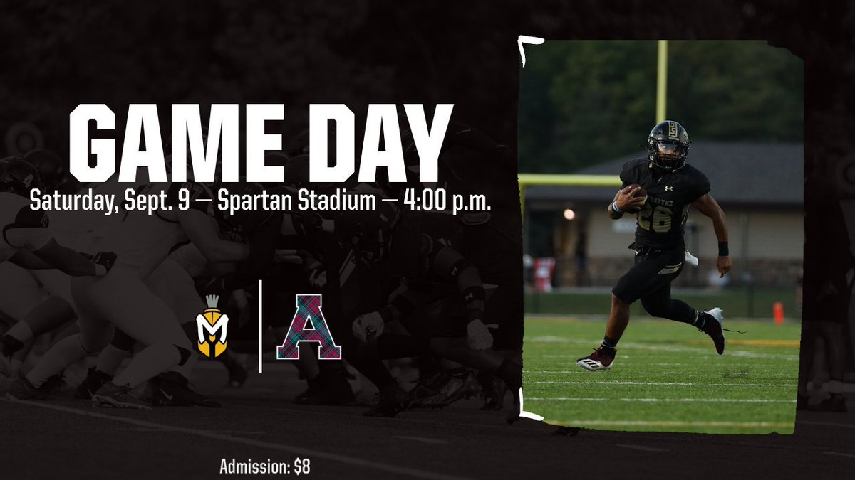 MUSpartans's tweet photo. FB: It's GAME DAY for Manchester football! The Spartans will face the Alma College Scots in a non-conference matchup at Spartan Stadium today at 4:00 p.m.

Watch live: https://t.co/DCbLXG2mqT
Live stats: https://t.co/NAVpoyue5F

#MUSpartans | #SpartanPride https://t.co/Bvp7SDJ3Pn