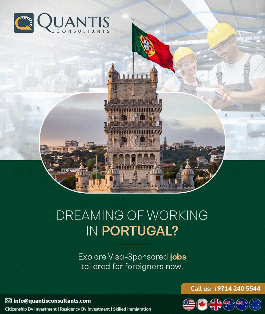 Ready to embrace a career in Portugal? Explore visa-sponsored skilled jobs that match your expertise and ambitions.  

Get in touch with our experts   

Call us at: 📲+971 4 240 5544 

#Quantisconsultants #immigration  #visa #immigrants #migration #SkilledJobs #SponsoredVisa
