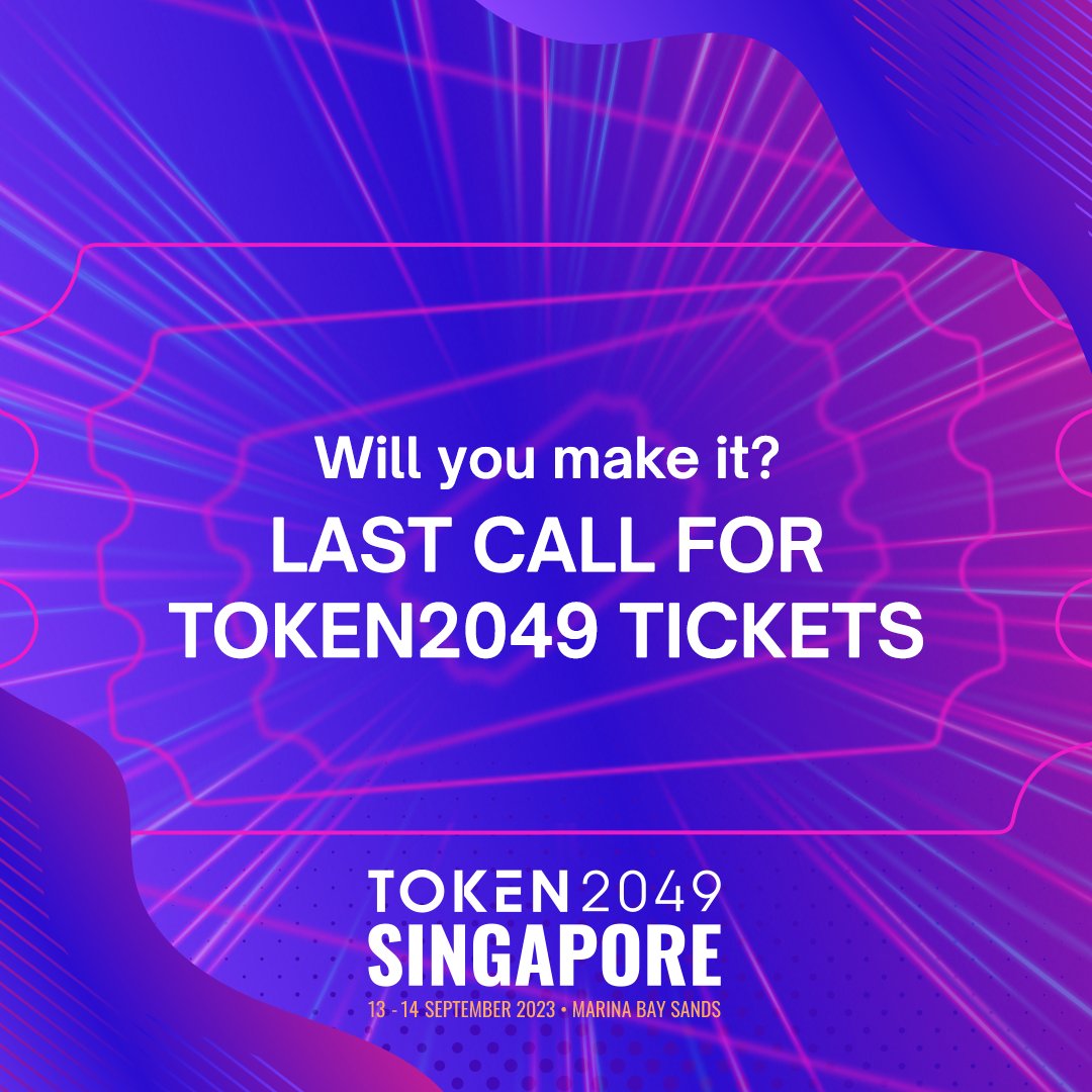 token2049's tweet photo. #TOKEN2049 tickets are running out: sales will close soon!

Don't miss your final chance to get access to the biggest crypto event in 2023, and join a convergence of over 10,000 of the industry's most influential for two unparalleled days.

🎟️ https://t.co/mgbtR9omea https://t.co/rOGMCTI6PX