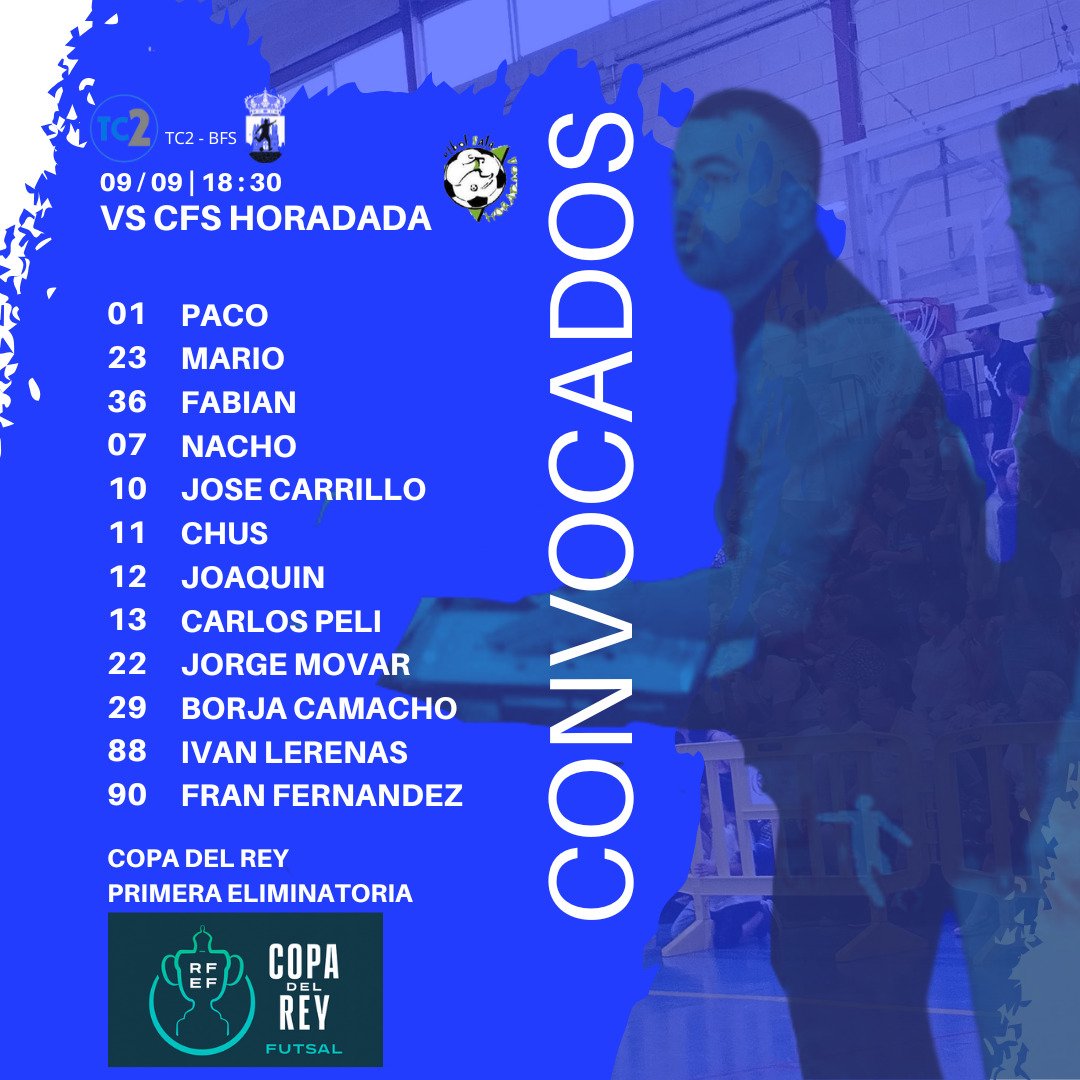 HOY SE JUEGA!!
LLEGÓ EL DIA...

Primera eliminatoria de Copa de SM el  Rey de F. S., histórico partido para este club frente a un gran equipo confeccionado para el ascenso... esperamos poder luchar de tu a tu,  para traer una eliminatoria a casa de esta bonita competición 💪💙🤍