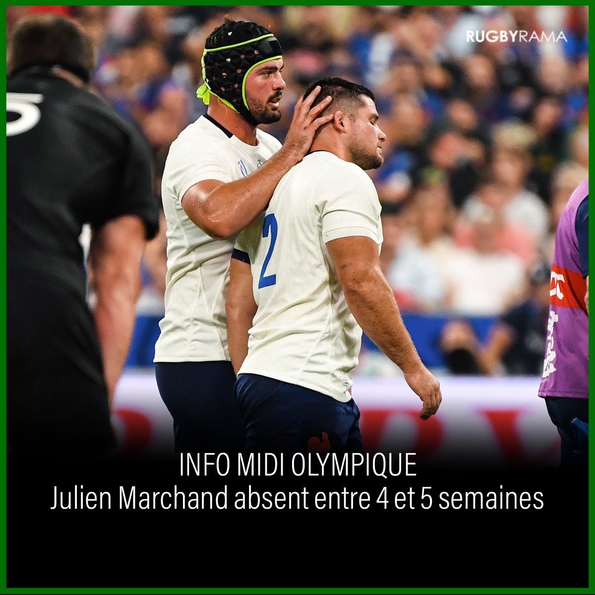 🔴 [INFO MIDI OLYMPIQUE] Le talonneur, sorti à la 12ème minute pour une blessure aux ischio-jambiers, sera out pour au minimum un mois. C'est un coup dur pour le #XVdeFrance qui perd un de ses cadres. ❌

Le détail &gt; shorturl.at/fnr13