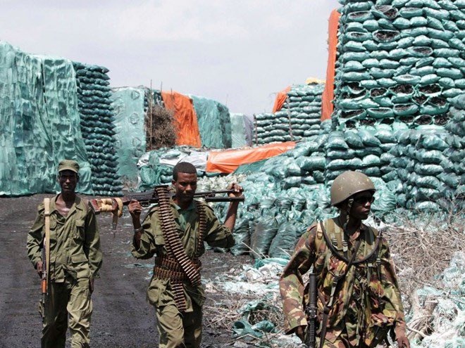Dhambaalka's tweet photo. This is a crime. Allowing the environment destruction and desertification of the wooded area of #Somalia by authorizing the sale of charcoal obtained by burning trees is a crime. Why the @UN destroys elephant tusks but allows charcoal commerce that brings famine and deaths? https://t.co/ON0T9LfPbS