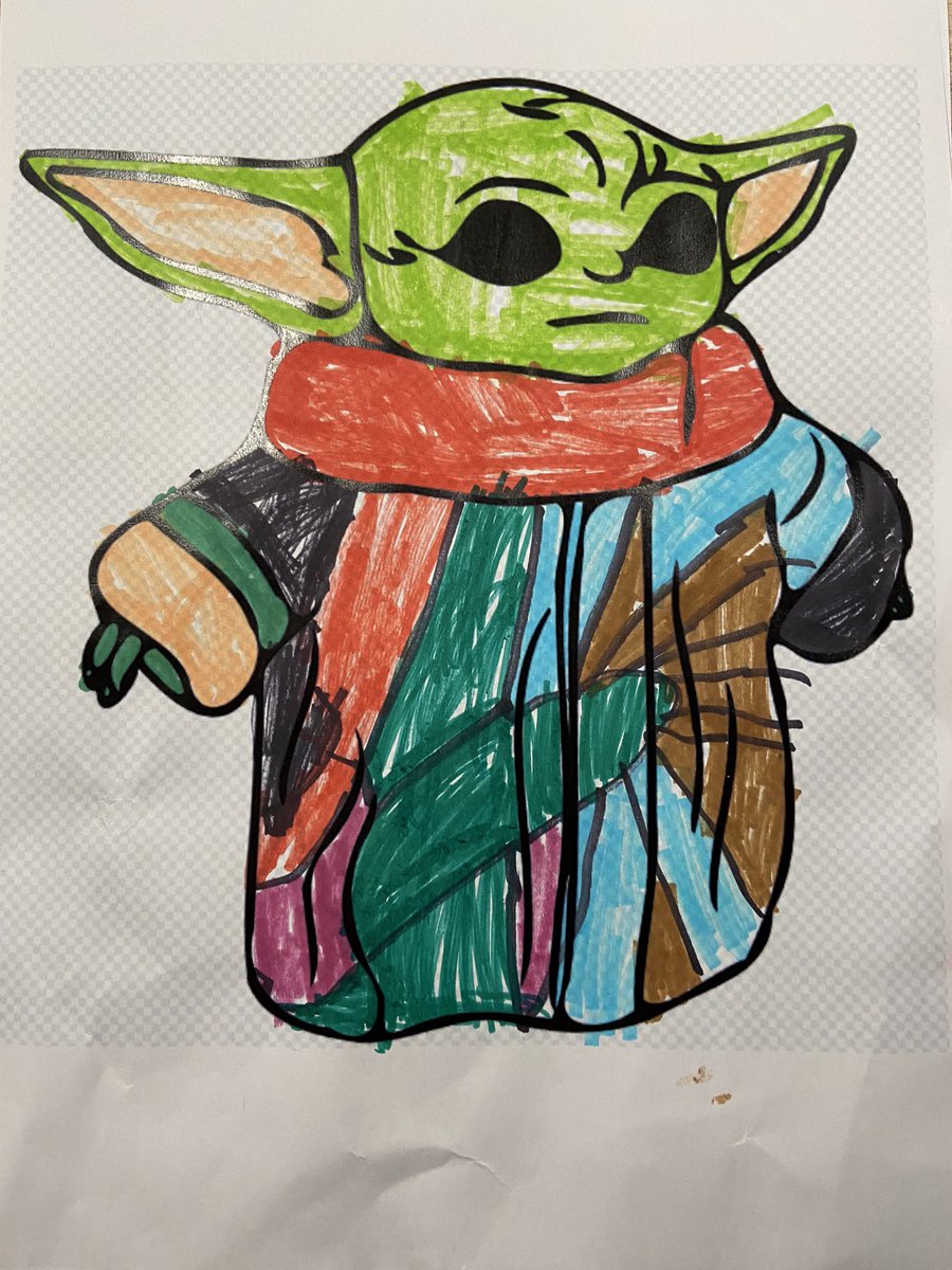 You give them a coloring sheet and they go completely mental… #babyyoda