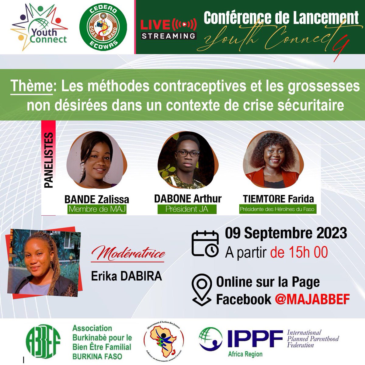 L’héroïne du Faso 🇧🇫 (@tiemtorefarida) on Twitter photo Ma #TL226, 📣 rejoignez-moi dans une discussion importante avec le <a href="/MajBurkina/">MAJ ABBEF Burkina</a> sur les méthodes contraceptives et les grossesses non désirées en période de crise sécuritaire. J’y serai avec <a href="/Arocube13/">Daboné Arthur Armand Arnaud 🇧🇫</a> et <a href="/BandeZalissa/">BANDE Zalissa</a>. J’espère que vous serez en ligne avec nous.
#TiemtoreFarida Ma #TL226, 📣 rejoignez-moi dans une discussion importante avec le <a href="/MajBurkina/">MAJ ABBEF Burkina</a> sur les méthodes contraceptives et les grossesses non désirées en période de crise sécuritaire. J’y serai avec <a href="/Arocube13/">Daboné Arthur Armand Arnaud 🇧🇫</a> et <a href="/BandeZalissa/">BANDE Zalissa</a>. J’espère que vous serez en ligne avec nous.
#TiemtoreFarida