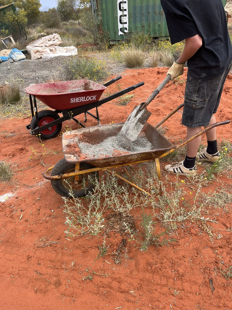 Today was reconciliation in action. It was sleeves up and time to give back.
The crew relocated a garden shed, weeded, dug trenches, made concrete, painted furniture and left a piece of us behind for John, Lorraine and Paul to remember us by.