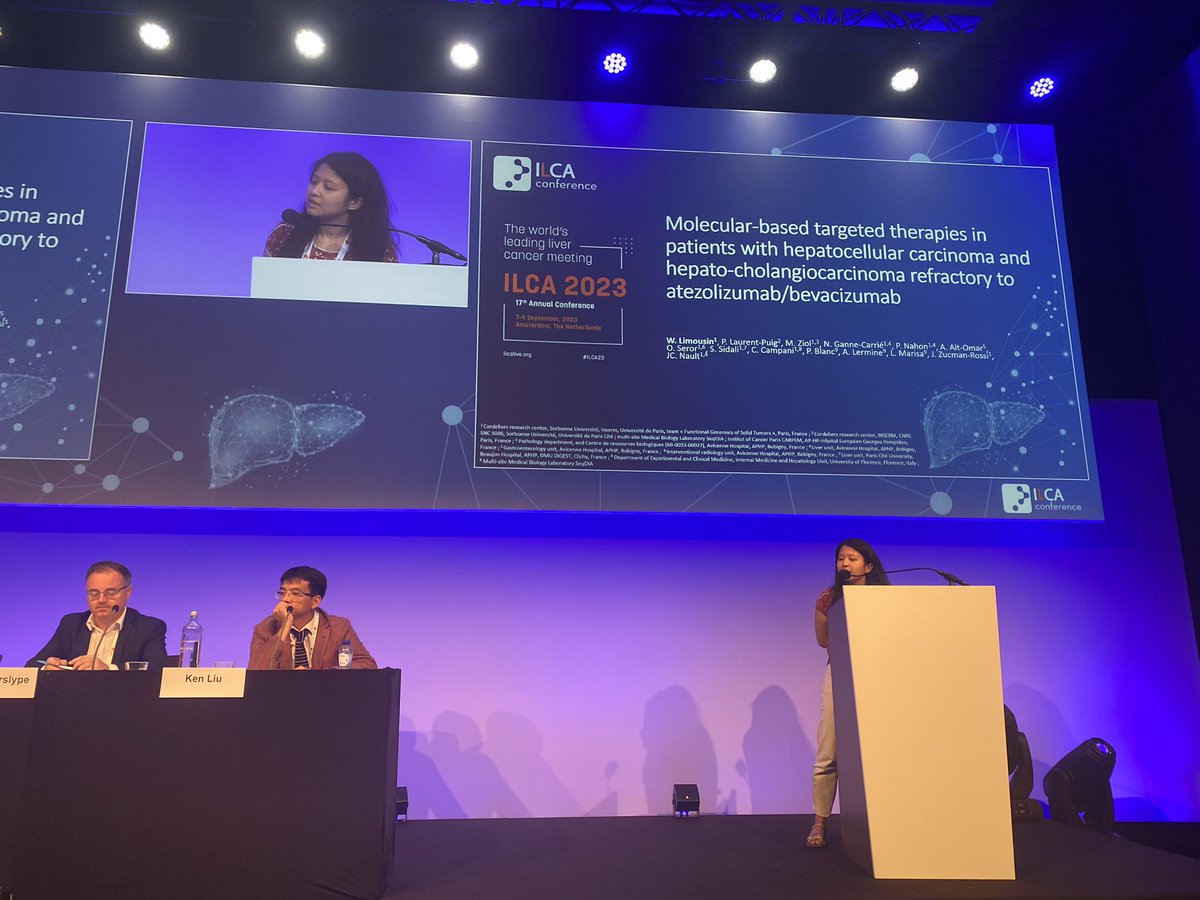 Great presentation of Wendy Limousin from @CRCordeliers in the @ILCAnews meeting about molecular guided therapies in HCC and H-CCK refractory atezolizumab/bevacizumab ! Recently published in Journal Of Hepatology