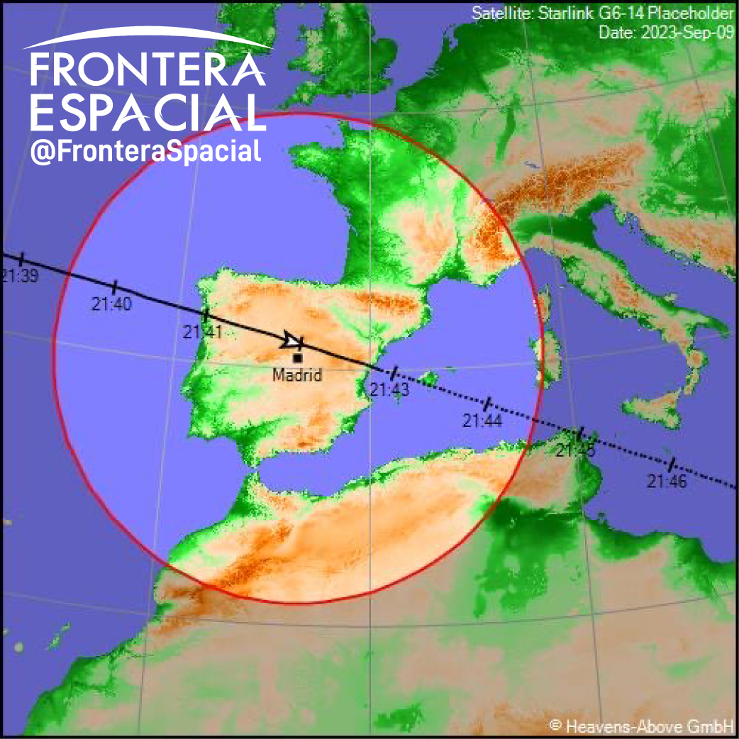 🇪🇸🛰️ ¡ESPAÑA OJOS AL CIELO HAY TREN STARLINK! 👀

Hoy a las 21:38-21:43 hora local habrá un ESPECTACULAR paso de satélites Starlink de SpaceX formando un gran tren de luces en el cielo de España.
No son OVNIS, son satélites artificiales lanzados HOY por SpaceX.

¡COMPARTE!🔁❤️