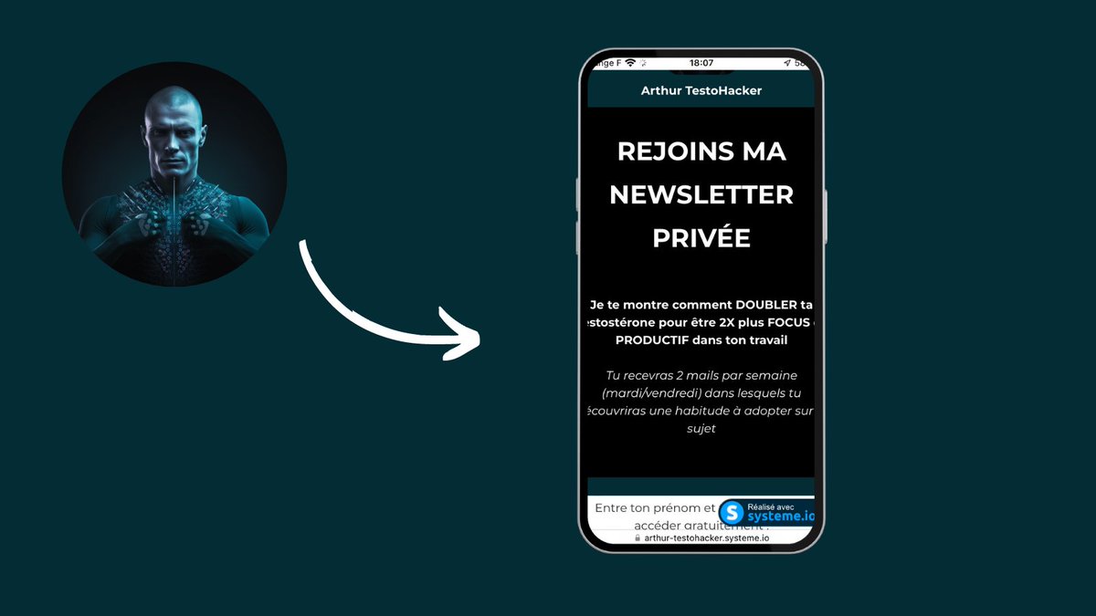 ATestoHacker's tweet photo. C'est la fin de ce thread.

Tu peux rejoindre ma Newsletter Privée.

C'est TOTALEMENT gratuit.

Je t'envoie deux mails par semaine (mardi/vendredi).

Dans lesquels je te montre comment doubler ta testostérone.

Accède à ma Newsletter privée :

https://t.co/jGl5BHSpv2 https://t.co/z2tRLsxBXy