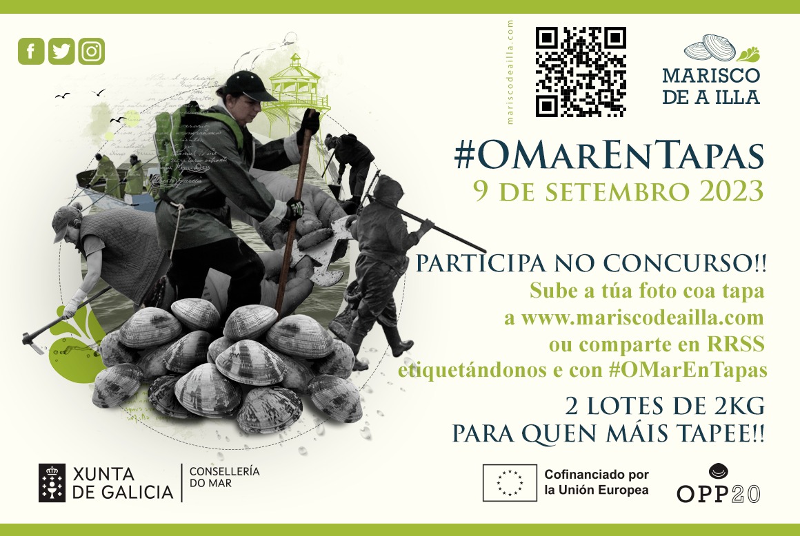 Inauguración de #OMarEnTapas🥰 
Co alcalde da Illa de Arousa <a href="/luis_arosa/">Luis Arosa García</a> e Sonia Lorenzo de <a href="/marxunta/">Consellería do Mar</a> 
Hoxe todo o día de tapas gratis 🤩. Máis información na nosa web.
Gana un lote de 2kg de ameixa rubia participando no concurso 👉🏆