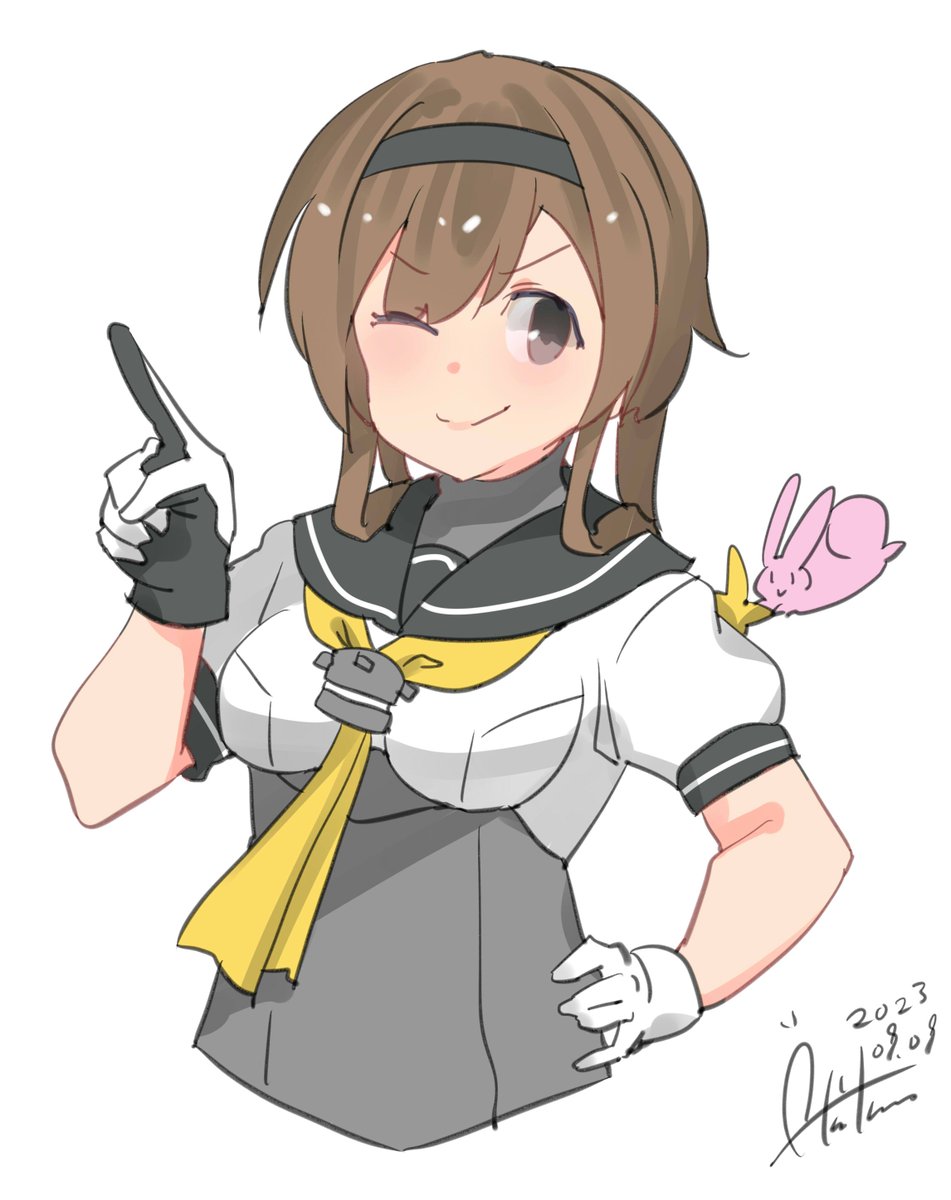 艦これ「照月『何でもこなしちゃうんだから!』 #艦これ版深夜の真剣お絵描き60分一本勝負」|あき缶@inicaのイラスト