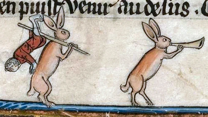 中世写本に描かれる「人間を襲うウサギ」は、英語圏で"Killer rabbit"と呼ばれインターネットミームとなっている。(Monty Python and the Holy Grailに因む) 
