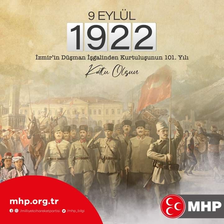 İzmir'in düşman işgalinden kurtuluşunun 101. yılı kutlu olsun.
#9Eylül