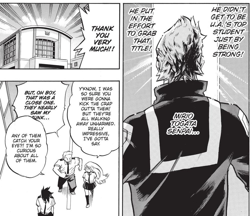 Mistake fixed: Mirio changed out of his gym uniform at the end of training, and Hori forgot. 