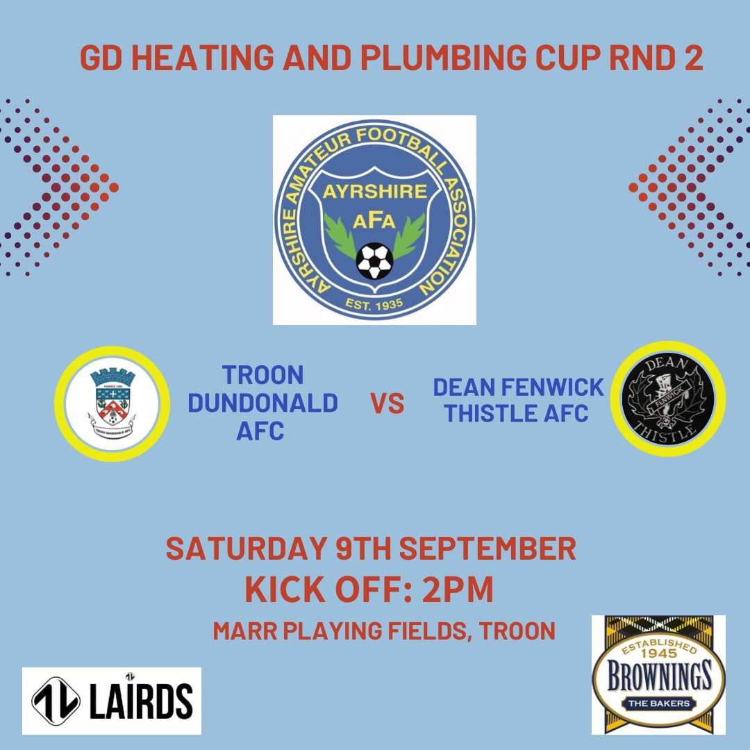 Today we take on <a href="/DeanFenwickAFC/">Dean Thistla amateurs</a> in the second round of the cup. Come and support the lads! ⚽️