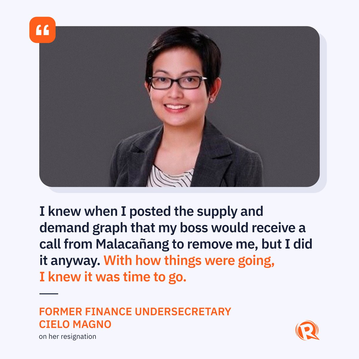 rapplerdotcom's tweet photo. Former finance undersecretary Cielo Magno stands by her decision to post the graph that led to her termination. https://t.co/VzYS0NgWG6 https://t.co/VReL74MpZ3
