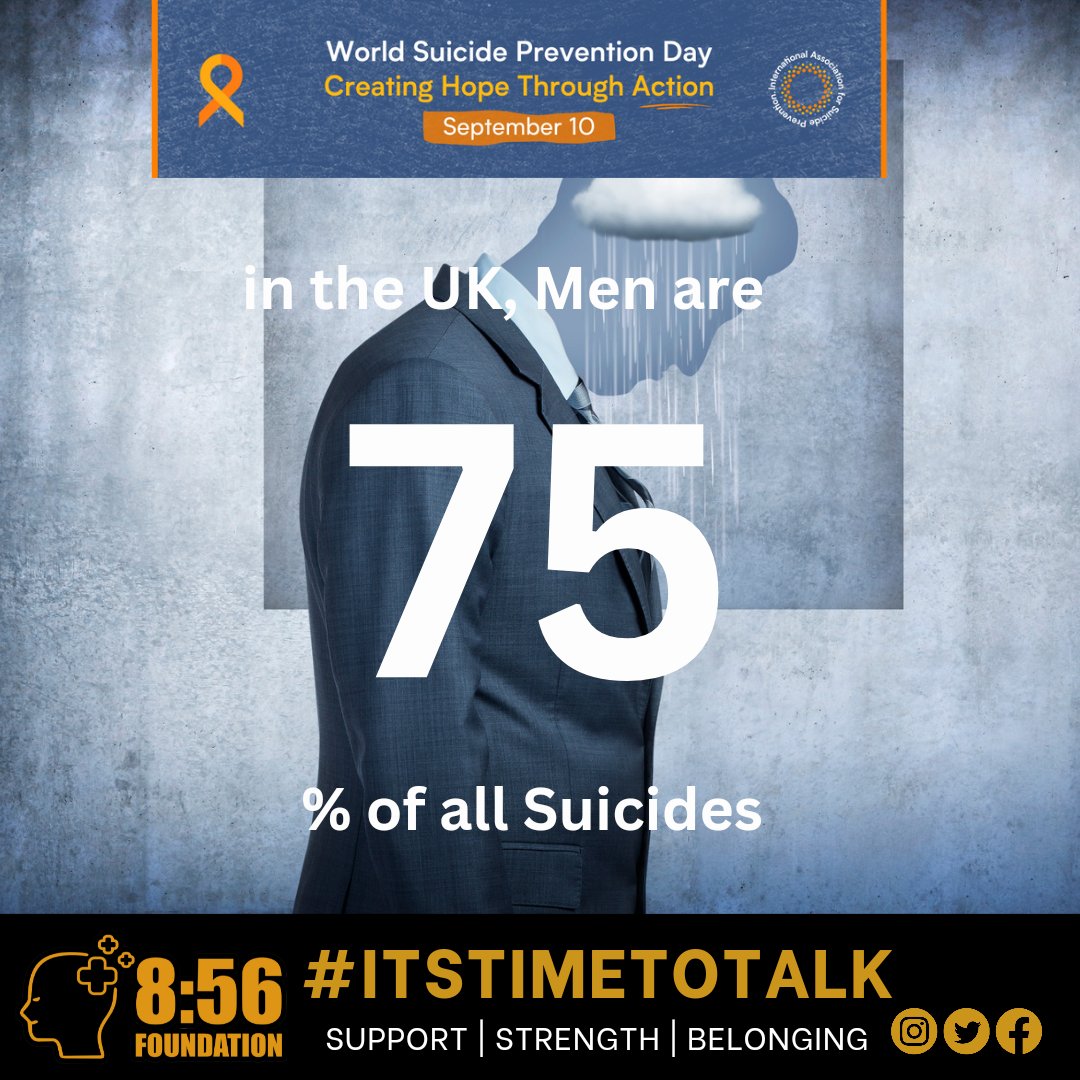 #WorldSuicidePreventionDay #WPSD23

Sunday 10th September🎗️

3 out of every 4 Suicides are Men

Men need to know they can talk, there is always someone who cares and will listen without judgement

#CreateHopeThroughAction

#itstimetotalk
#breakthestigma
#youarenotalone