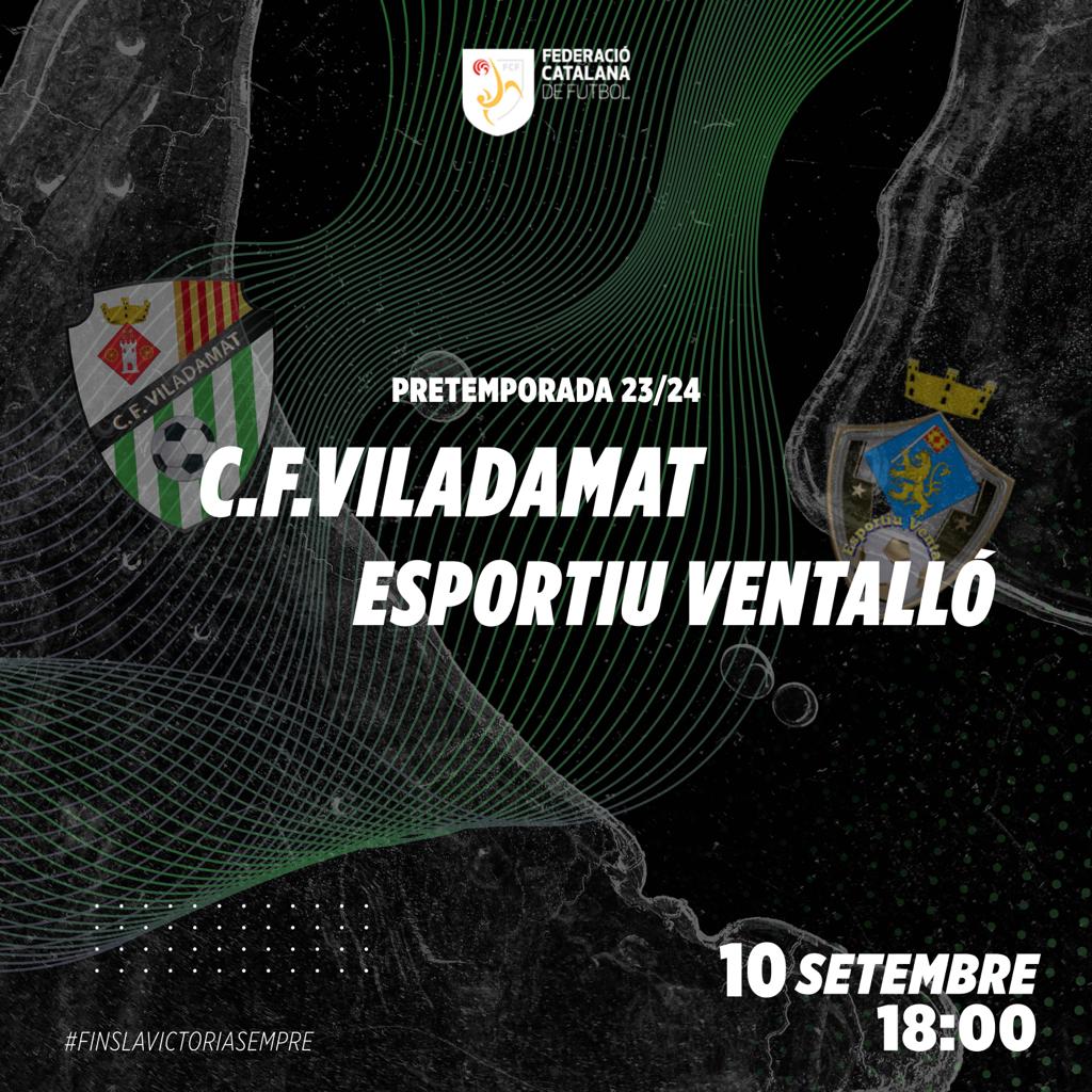 Després dels 3 primers partits de pretemporada invictes, diumenge últim partit de la pretemporada amb un derbi històric amb la visita de la Unió Esportiva Ventalló. #AmuntViladamat