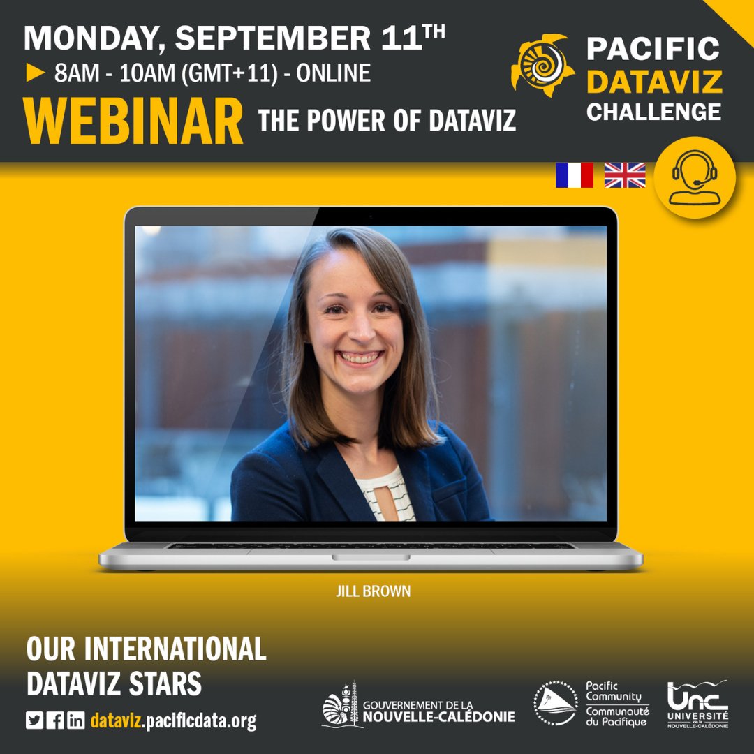 🌏📊 #PacificDatavizChallenge - Today meet Jill brown, one of our dataviz stars, monday, September 11th, from 8AM to 10AM (GMT+11)
Register: shorturl.at/dkF58
#data #DataStats
<a href="/GouvNC/">GouvernementNC</a> <a href="/spc_cps/">Pacific Community</a> <a href="/datagouvnc/">data.gouv.nc</a> <a href="/pacificdatahub/">Pacific Data Hub</a>