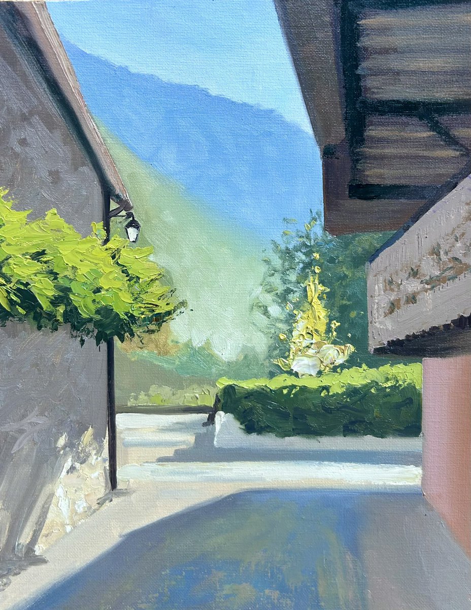 ‘A very hot back street in Angon’ My finished painting our continuing plein air painting adventure in Annecy in the French Alps Oil on board 11” x 14” @mhoilpaints @AandImagazine @The_SAA @PleinAirMag @jacksons_art @artpublishing @ParkerHarrisCo #pleinair #angon #pleinairartist