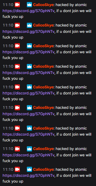 SkyeDaemonVO's tweet photo. @TwitchSupport My twitch account was hacked live while I was streaming, even though I have 2fa. I never got a text or notification to log in through my phone. I didn't post this message, and once I ended stream they kept logging me out of twitch until I changed passwords, (1/2) https://t.co/dxYUv7WxZf