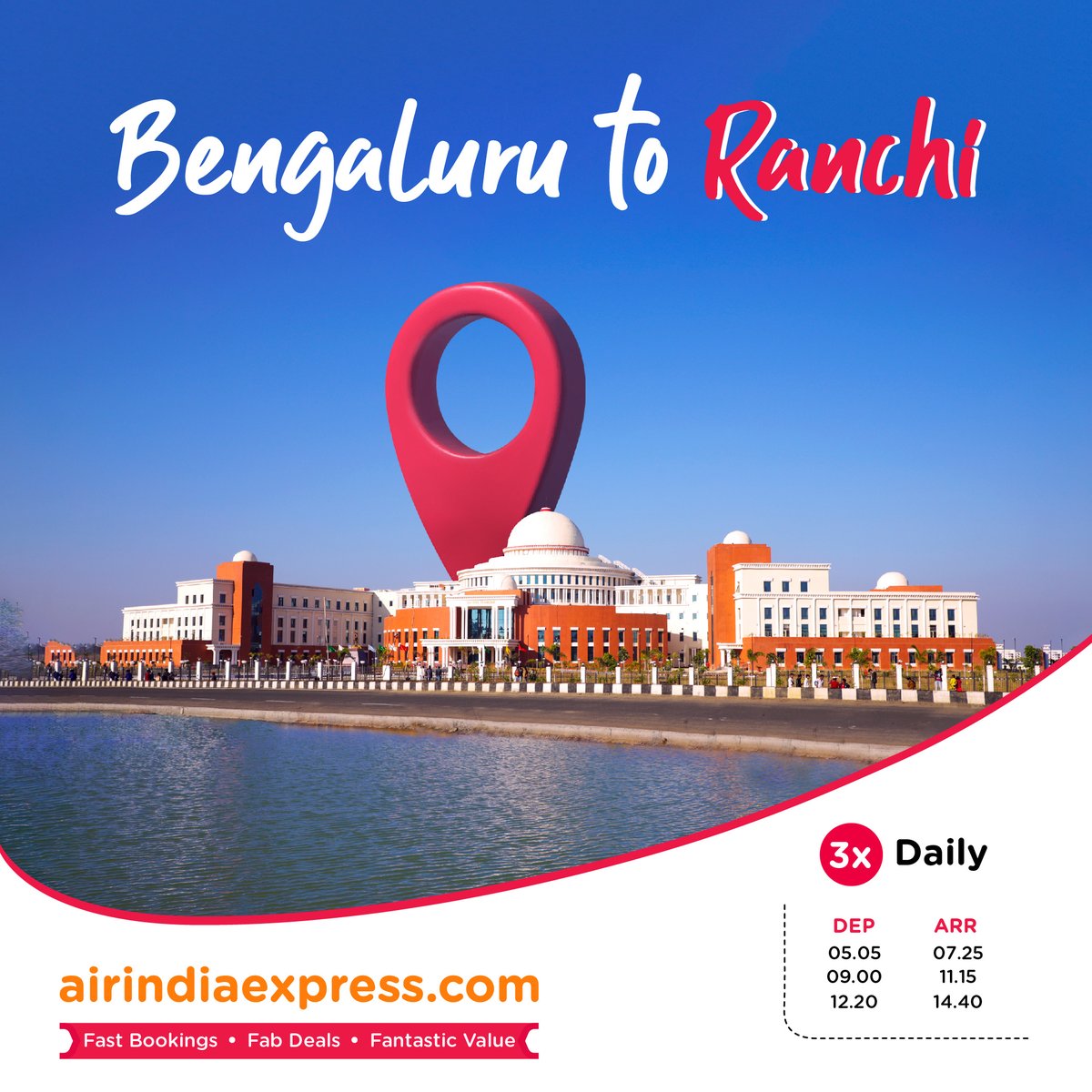 AirIndiaX's tweet photo. From the tech city of Bengaluru to the tranquil backwaters of Kochi and the cultural richness of Ranchi, fly direct with us! Also connecting Bengaluru direct to Goa, Guwahati, Pune, Delhi and many more destinations. Book now only on https://t.co/rMBTOFB9H1. #DirectToYourPlans https://t.co/e2sFWKgru1