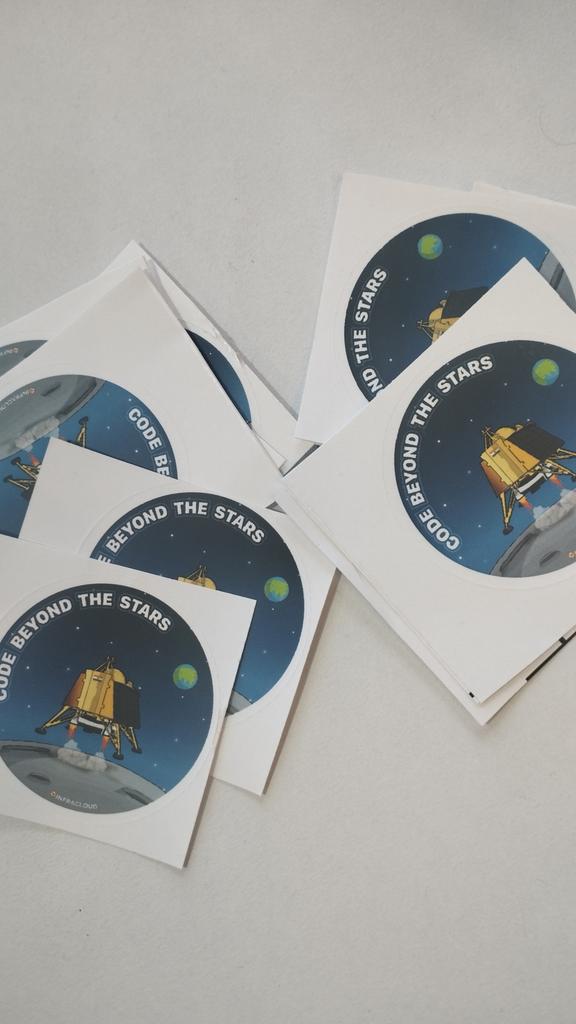 infracloudio's tweet image. Join the celebration of Chandrayaan 3&apos;s success with limited edition stickers.. 

Collect from our booth 🌔

#GCI23 #ICatGCI #GopherConIndia23 @GopherConIndia #Chandrayaan3