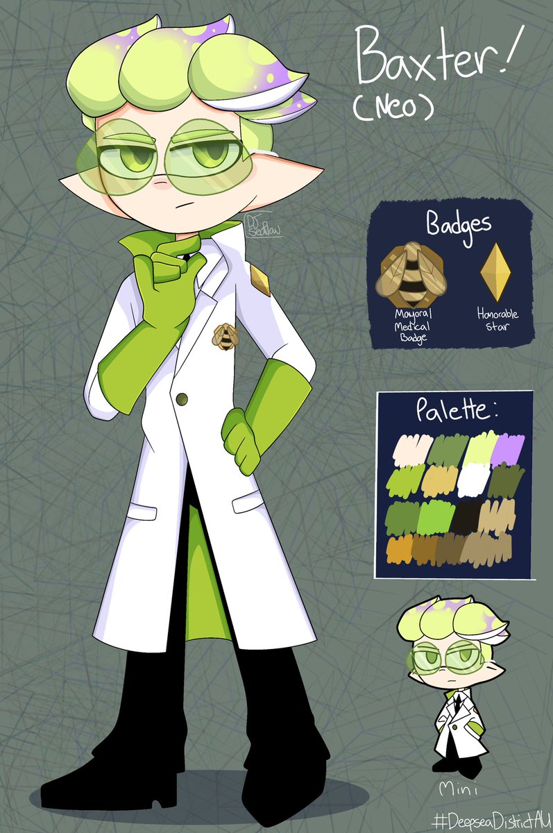 BaxterInTime's tweet image. Hello, I’m Baxter,
A professor Inkling dude who loves Pokémon and Splatoon

I’m kinda here to browse and support people I know
I’m a writer and I comment on things 

I also scare people with Q-tips apparently 

My OC (Drawn by @/DJSeaflow):