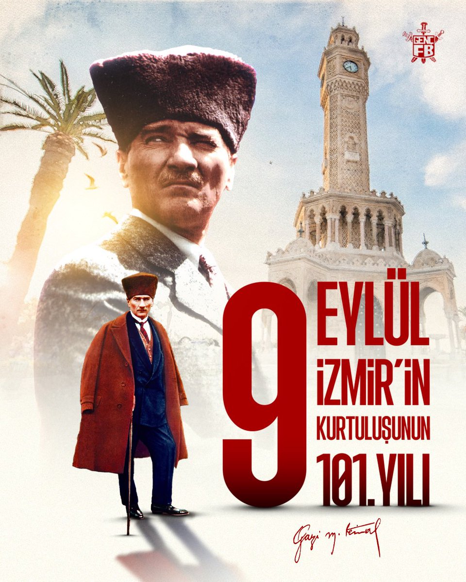 gencfborg's tweet photo. "Bütün cihan işitsin ki efendiler, artık İzmir hiçbir kirli ayağın üzerine basamayacağı kutsal bir topraktır!"
 - 𝐌𝐔𝐒𝐓𝐀𝐅𝐀 𝐊𝐄𝐌𝐀𝐋 𝐀𝐓𝐀𝐓𝐔̈𝐑𝐊

9 Eylül İzmir’in düşman işgalinden kurtuluşunun 101. yılı kutlu olsun! 🇹🇷 https://t.co/7GAjvYGmVd