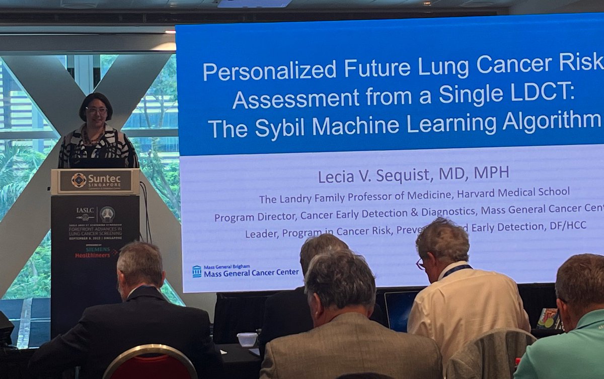 Latinamd's tweet photo. #WCLC23 @LeciaSequist presents on an AI- informed model Sybil: Predicting Lung Cancer Risk from a single LDCT. @IASLC  #lcsm #lungscreening https://t.co/axoFMERY86
