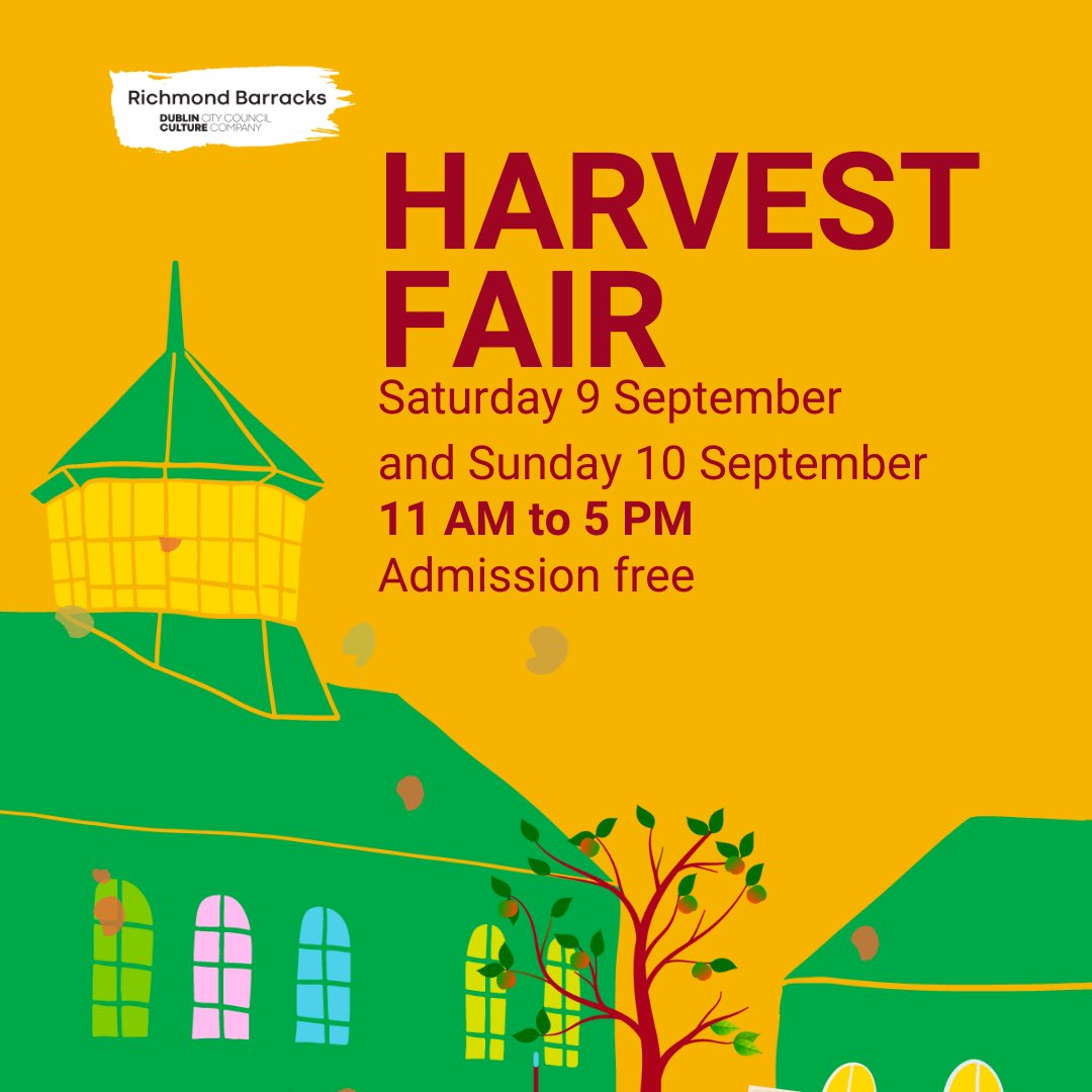🌞🍂 Get ready for a sizzling Harvest Fair weekend at Richmond Barracks in Inchicore! 🍂🌞

It's going to be HOT, so make sure you're prepared to have a fantastic time in the sun. Here's some important info:

🌞 Sunscreen: Don't forget to slather on that SPF!