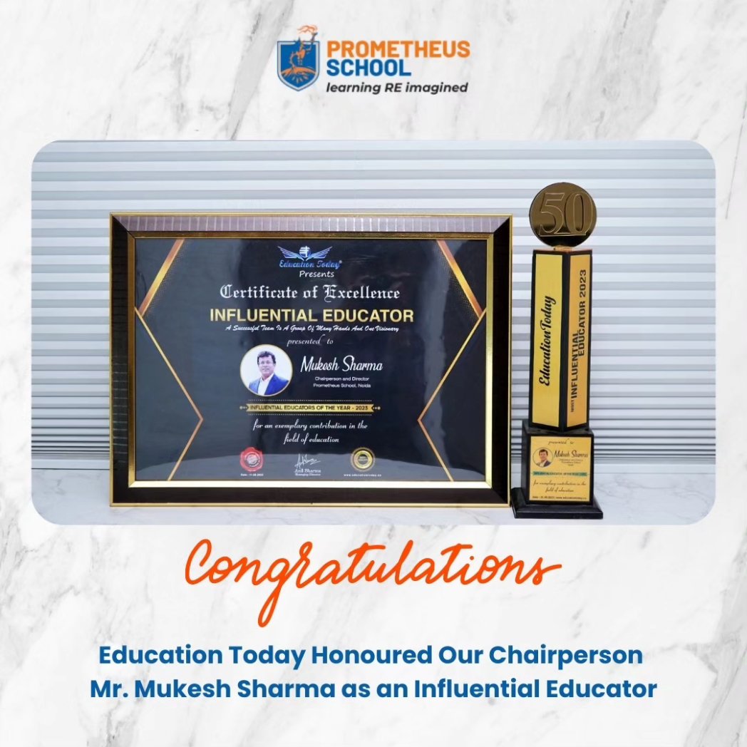 Small steps lead to big accomplishments Education Today awarded us with the title - “Most Impactful Integration of Technology' (international category). Adding to our prestige our Chairperson Mr Mukesh Sharma has been honoured for being the Most Influential Educator. #awards