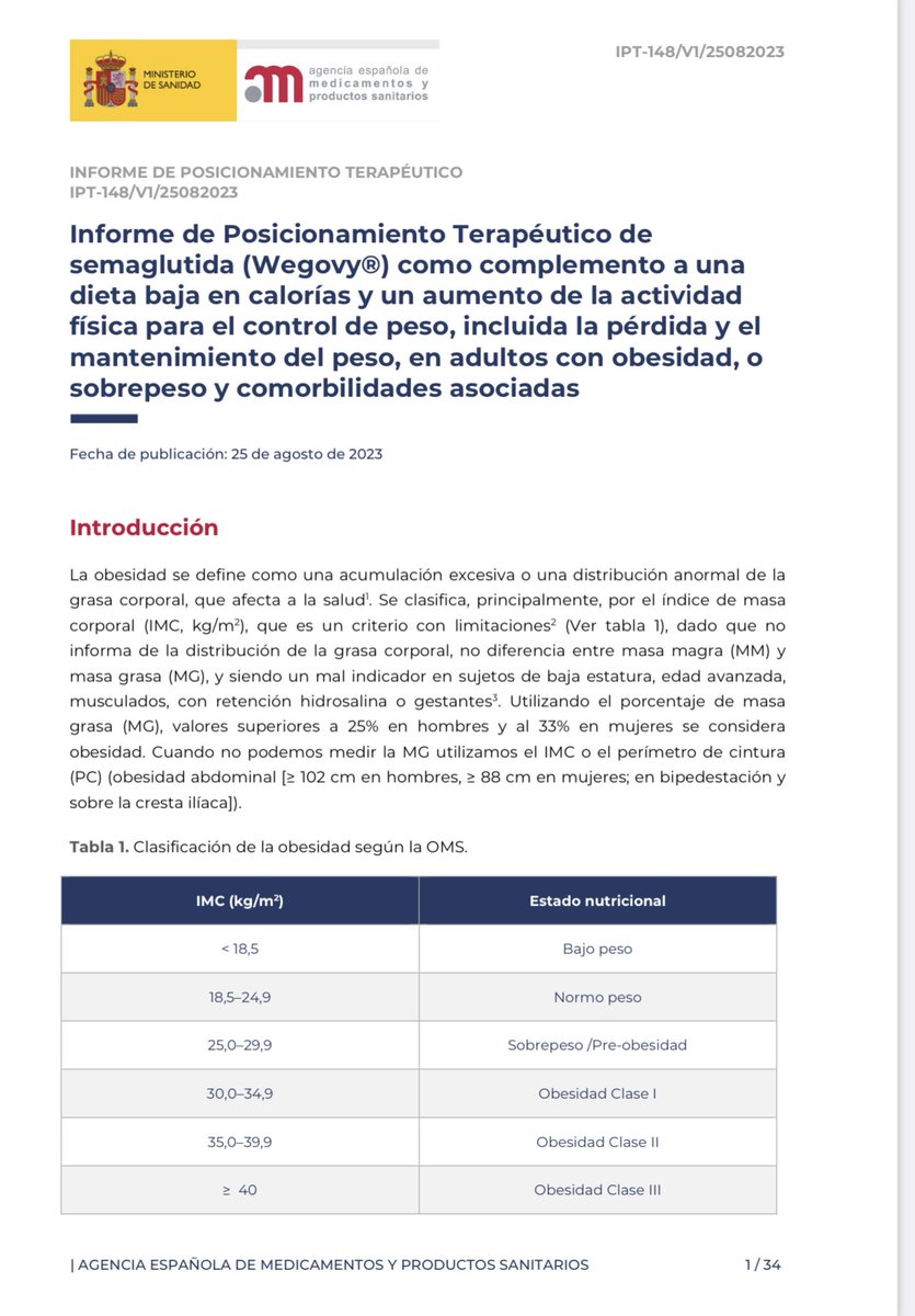 CristobMorales's tweet photo. https://t.co/9b850NO1c7
Informe de Posicionamiento Terapéutico de semaglutida (#Wegovy®) como complemento a una dieta baja en calorías y un aumento de la actividad física para el control de peso, incluida la pérdida y el mantenimiento del peso, en adultos con obesidad, o sobrepeso y comorbilidades asociadas @AEMPSGOB 🇪🇸 @SociedadSeedo @sociedadSEEN @ObesitySeen @secardiologia @SEMERGENap @Sociedad_SEMI @fjavesc @DiegoBellido2 @SharonaAzriel @javierbutra @irenecabmat @AndreeaCiudin1 @mardelmala @ValleAlfonso @beatrizgonz86 @EASOobesity @EasoPresident @SusanaMonereo @estebanjodar @DrTinahones @Vithas Y aún pendiente de incluir datos del #SELECTtrial que lo cambiará todo