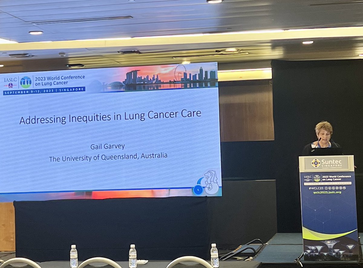 Prof Gail Garvie is our next speaker, discussing how we address inequities in lung cancer care. #wclc23