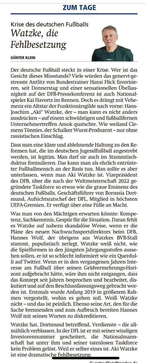 Das Gesicht der deutschen Fußballkrise ist das von Aki Watzke.