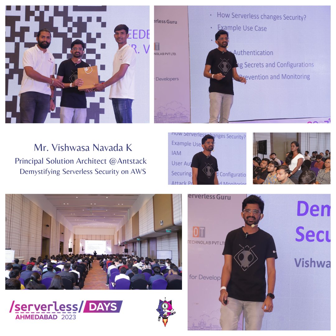 Serverless Ahmedabad (@serverlessamd) on Twitter photo ๐ Speaker Spotlight: <a href="/vishwasnavadak/">Vishwasa Navada K</a> ๐ค
๐ Serverless Days Ahmedabad 2023 featured Vishwasa's enlightening talk on "Demystifying Serverless Security on AWS." ๐ก๏ธ Elevate your security game with expert insights!
#ServerlessDaysAhmedabad #ServerlessSecurity #AWS #TechTalk ๐ ๐ Speaker Spotlight: <a href="/vishwasnavadak/">Vishwasa Navada K</a> ๐ค
๐ Serverless Days Ahmedabad 2023 featured Vishwasa's enlightening talk on "Demystifying Serverless Security on AWS." ๐ก๏ธ Elevate your security game with expert insights!
#ServerlessDaysAhmedabad #ServerlessSecurity #AWS #TechTalk ๐