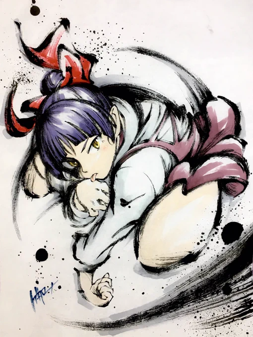 墨絵「鬼太郎誕生 ねこ娘」遂に解禁されましたね劇場版ねこ姉さん#ゲゲゲの鬼太郎 #墨絵 