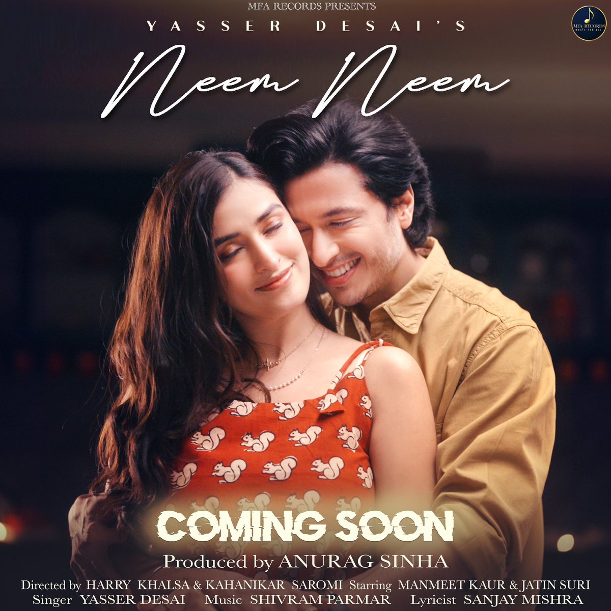 • Presenting to you 'Neem Neem', a song that will enchant your soul on September 15th. Get ready to be swept away by its melodious magic. 🎶❤️ The song is beautifully sung by <a href="/yasserdesai/">Yasser Desai</a> , featuring @jatinsuriofficial and @manmeettkaurmk .