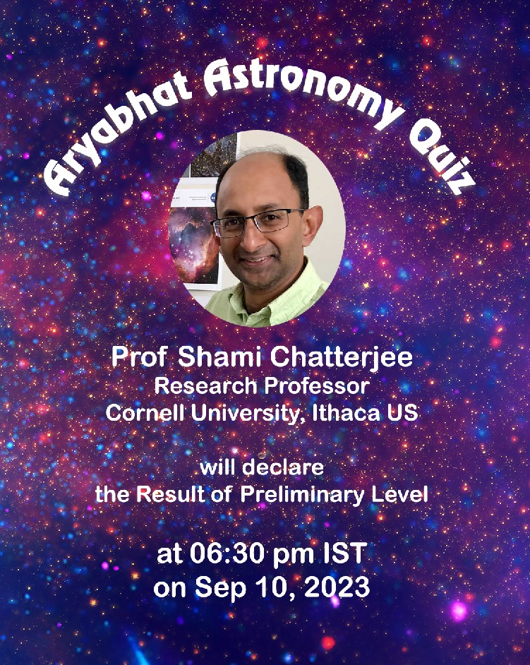 Prof Shami Chatterjee, Research Scientist, Cornell University, Ithaca US will declare the result for the preliminary level. 
You are cordially invited to join the ceremony on Sunday the 10th September 2023 at 6:30 pm IST using the following link :
youtube.com/watch?v=-7nE-8…